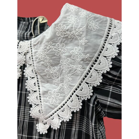 Quiansili - Girls Plaid Button Down Dresses Short Sleeve Peter Pan Collar - 5T - Picture 9 of 16